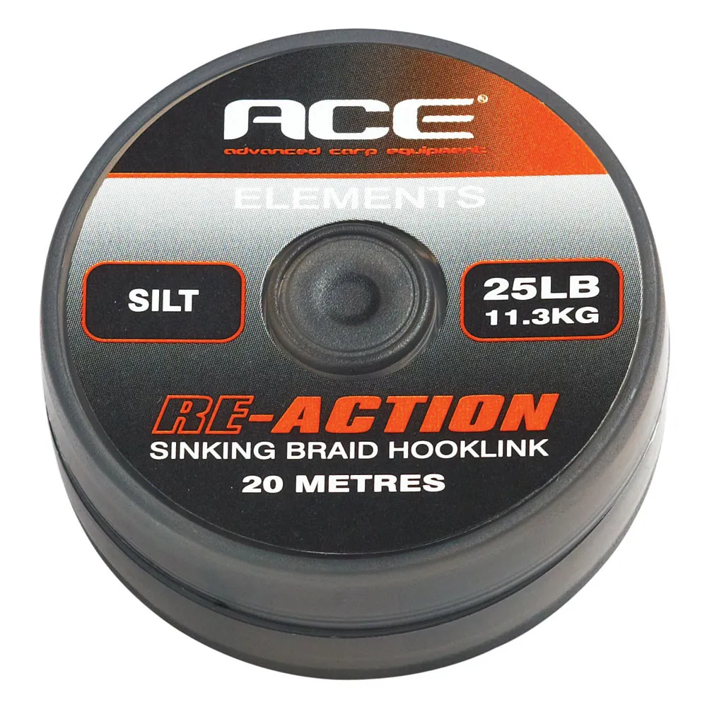 ACE Re-Action Sinking Braid Hooklinks Silt 25 lb 20 mt 11.3 kg Çamur Rengi Rig İpi