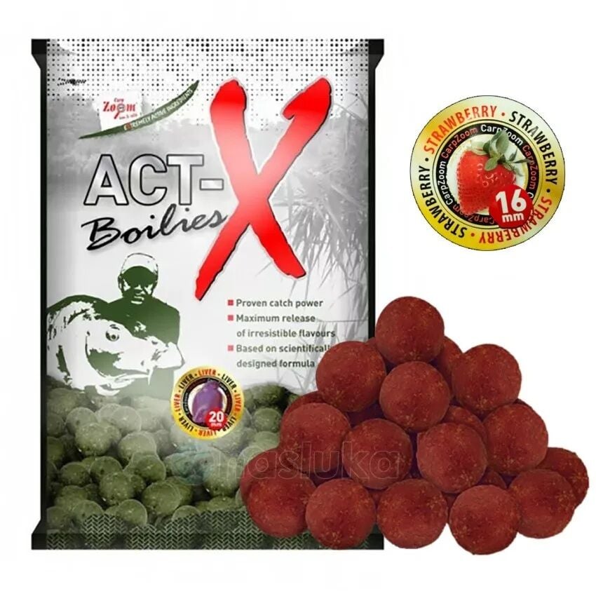 Carp Zoom Act-X Boilies 20mm  800g Strawberry Çilek Boili