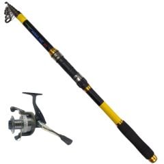 Powerex Highline MLK 3.60m. 75-150 gr. Atarlı Uzun Sap Teleskopik Olta Kamışı ve Carrera PRO 6000 Metal Olta Makinesi