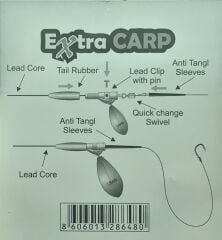 Extra Carp Lead Core System & Safety Clip 60 Cm 2 Adet