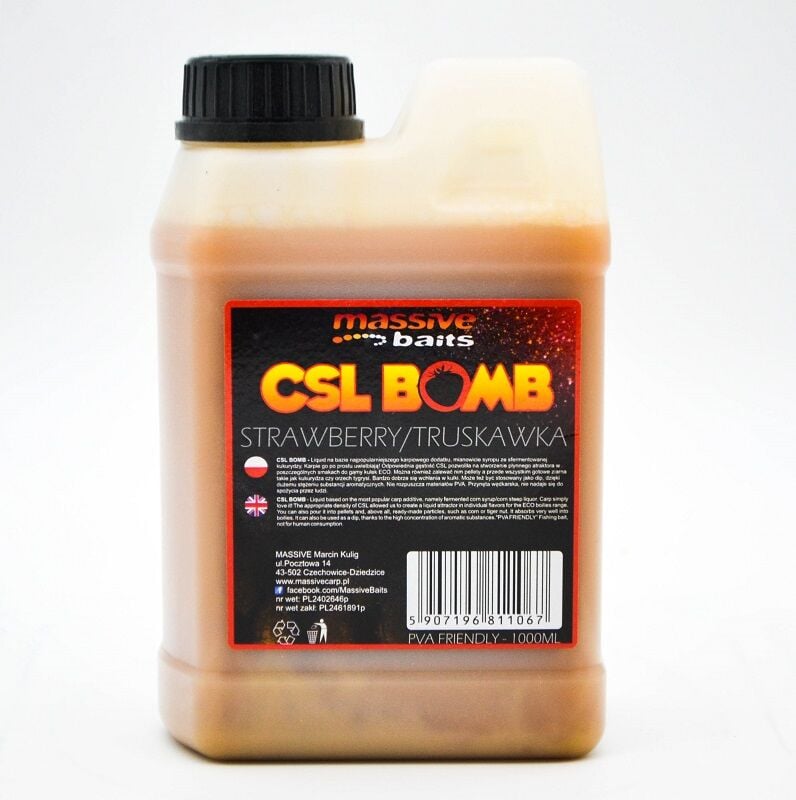 Massive Baits - CSL BOOMB Strawberry 1000ml - Liquid Çilek Sazan Atraktör(Kopya)