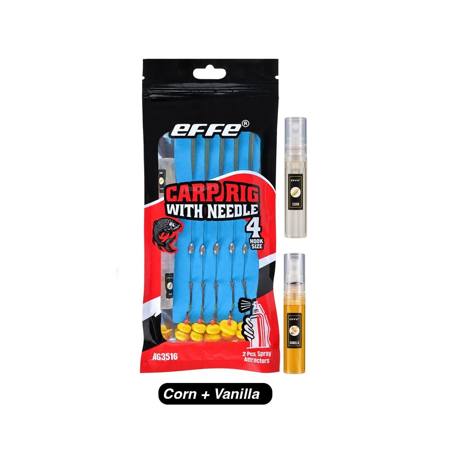 Effe Carp Rig With Needle Çiftli Pop Up Mısır İğne No: 4 Hazır Sazan Rigi