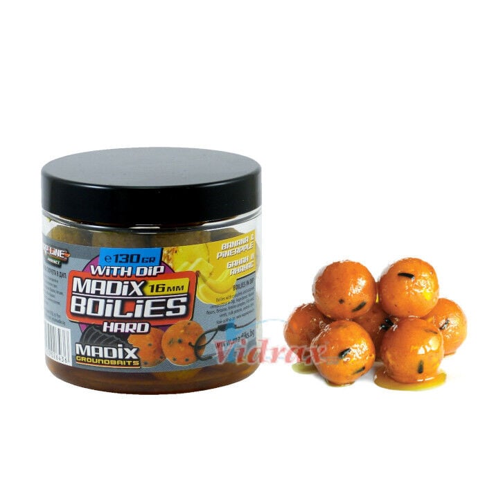 Madix 20mm Soluble Boilie With Dip Banana & Pineapple Muz Ananas Eriyen Dipli Boili