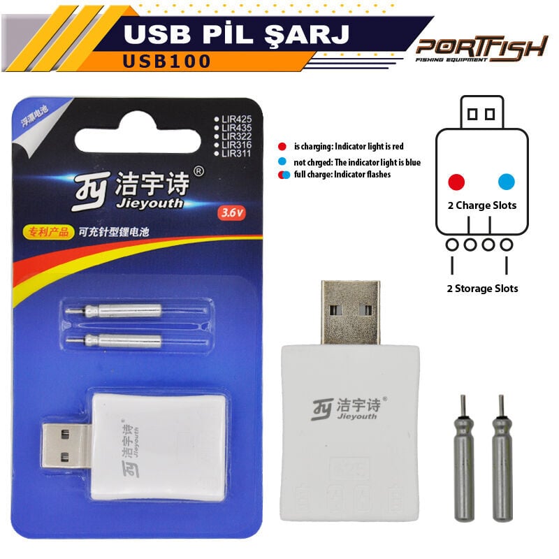 Portfish USB Pil Şarj Aleti