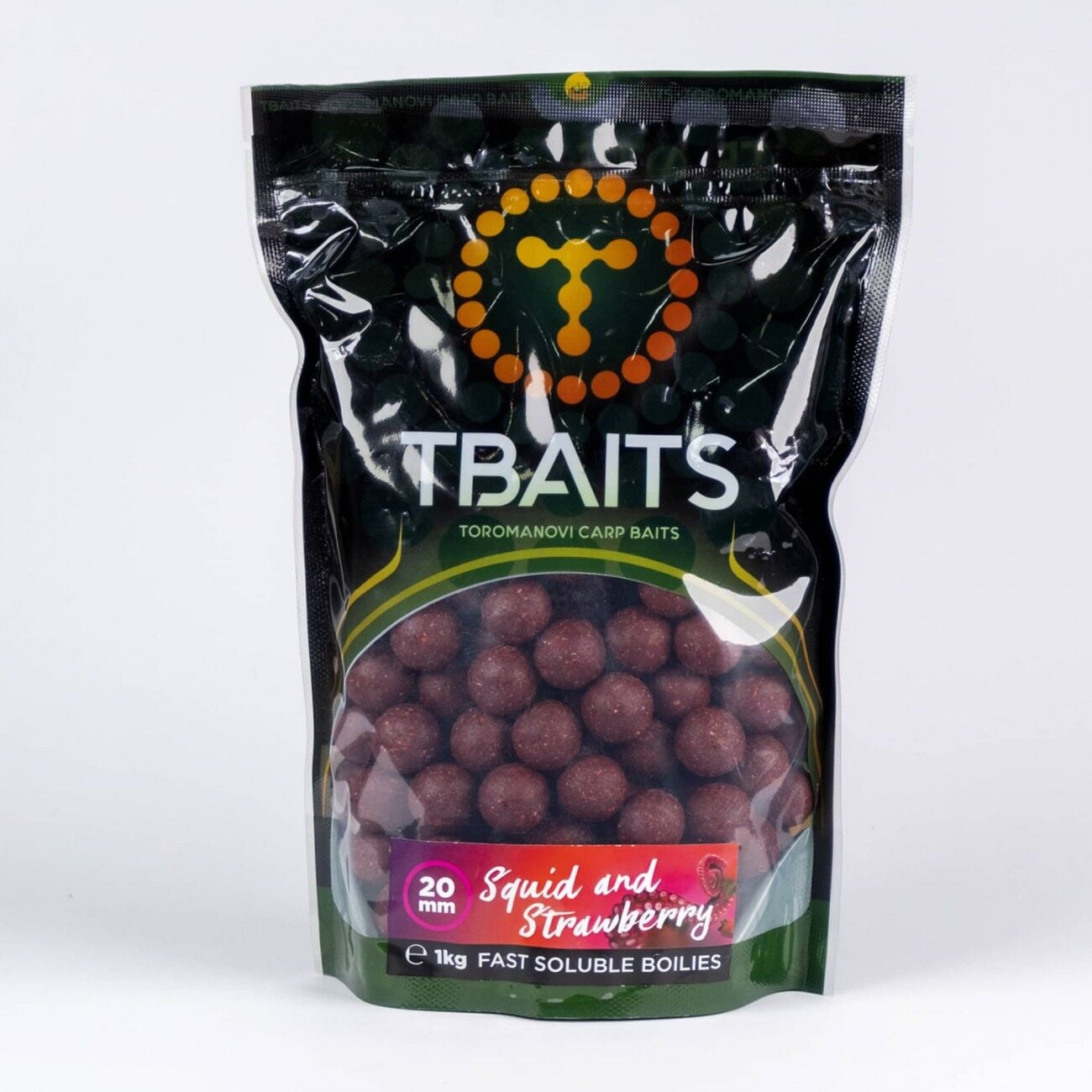 TBaits Squid and Strawberry 1 kg Kalamar ve Çilek Hızlı Eriyen Boili