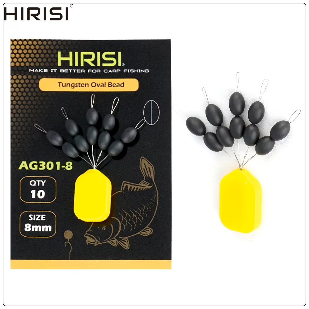Hirisi AG301 8mm Tungsten Oval Bead Hooklink Weights 10 Adet Rig Ağırlığı
