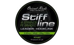Orient Rods Stiff Line Leader - Hooklink Khaki 4x Braid 150mt Haki Renk Lider - Rig İpi