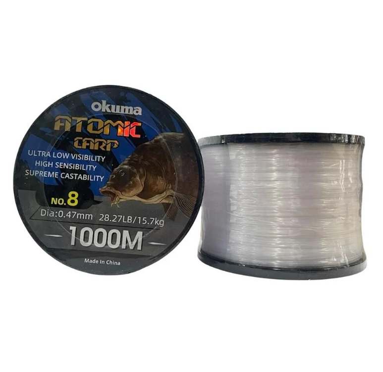 Okuma Atomic Carp 1000mt 0.47mm Bobin Sazan Misinası Şeffaf