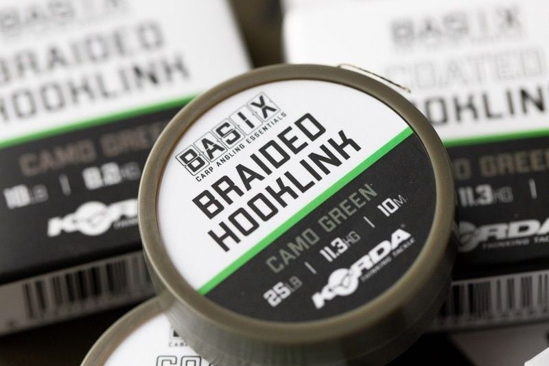 Korda Basix Braided Hooklink Camo Green 25lb 10m Kaplamasız Rig İpi