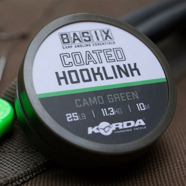 Korda Basix Coated Hooklink Camo Green 25lb 10m Kaplamalı Rig İpi