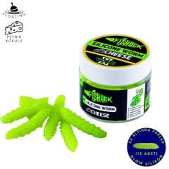 Yüzen Silikon Kurt - Glow Alabalık Yemi - 37mm - Peynir Kokulu - Fosfor Yeşili - Trout Bait