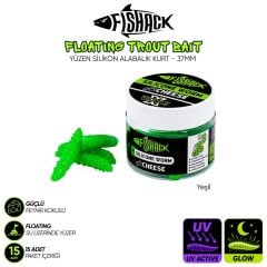 Yüzen Silikon Kurt - Glow Alabalık Yemi - 37mm - Peynir Kokulu - Yeşil - Trout Bait