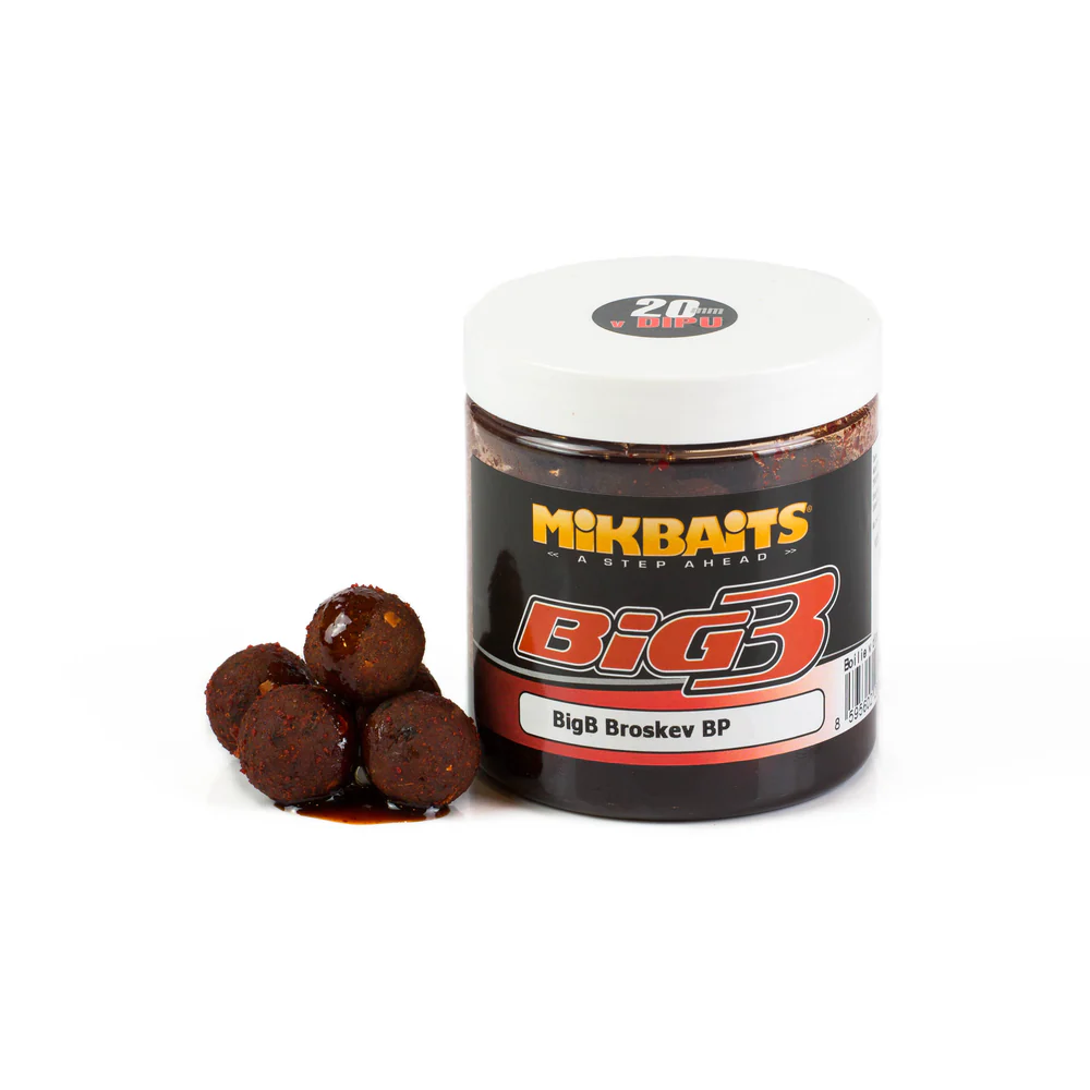 Mikbaits Big B Peach Black Pepper Boilie & Dip 250ml 20mm Şeftali Kara Biber Atraktörlü Boili