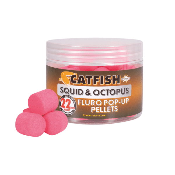 Dynamite Baits Catfish Squid &Octopus Fluro Pop Up Pellets 22mm